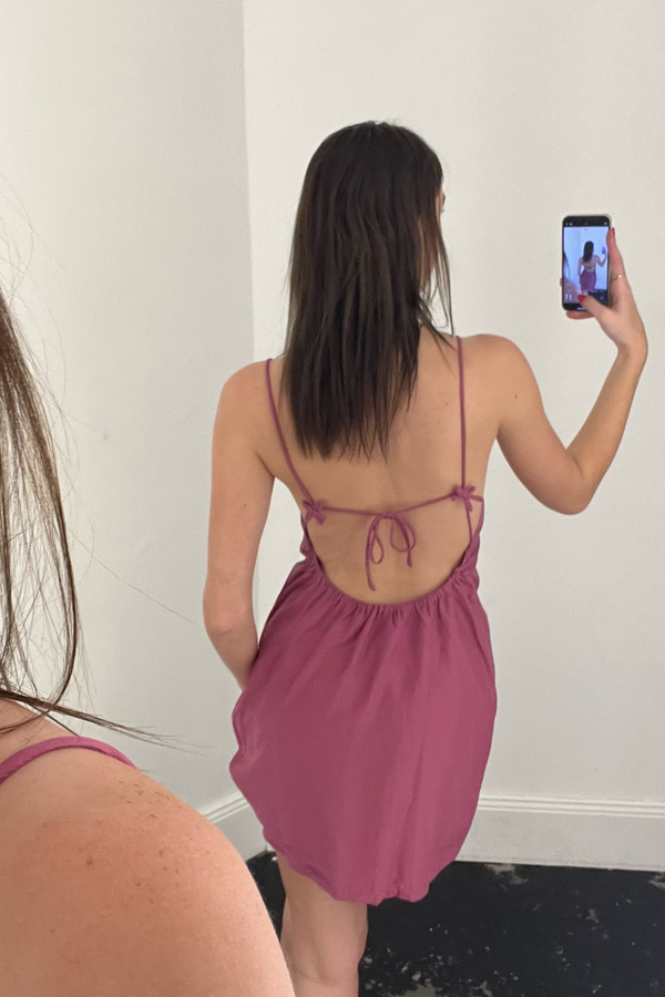 ÉSS Issie Tie Silk Mini Dress - Magenta