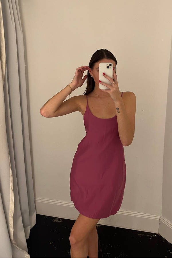 ÉSS Issie Tie Silk Mini Dress - Magenta