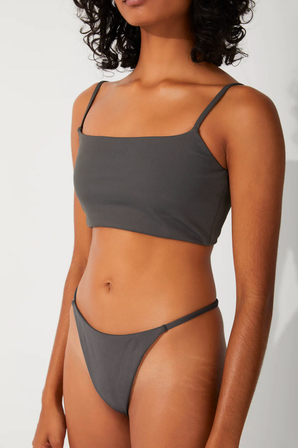 Zulu & Zephyr Rib Curve Thong Brief - Charcoal