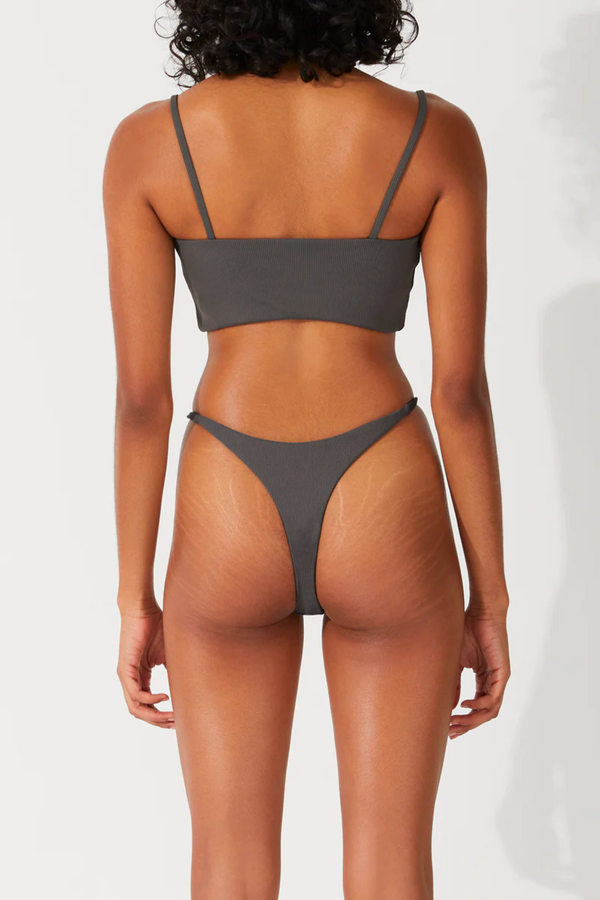 Zulu & Zephyr Rib Curve Thong Brief - Charcoal