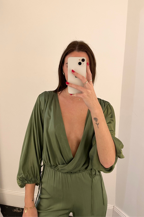 ÉSS Tallulah Silk Cross Over Blouse - Sage
