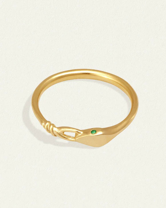 Gold snake ring discount with emerald eyes