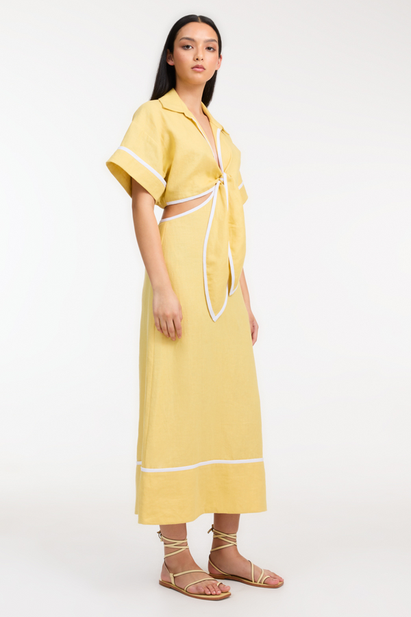 Roame Parque Dress - Butter/Optical WHite