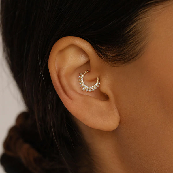 By Charlotte - 14K  Gold Diamond Ethereal Daith Cartilage Earring