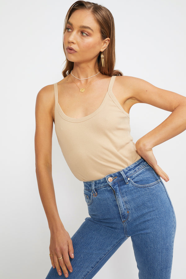 ÉSS Lia Ribbed Singlet - Tan