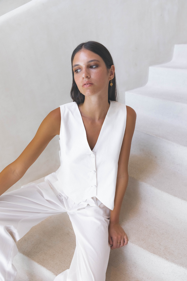 Éss The Label Branca Twill Coat - White