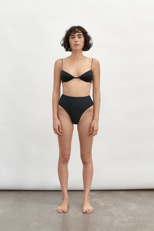Ziah Fine Strap Almond Top - Black