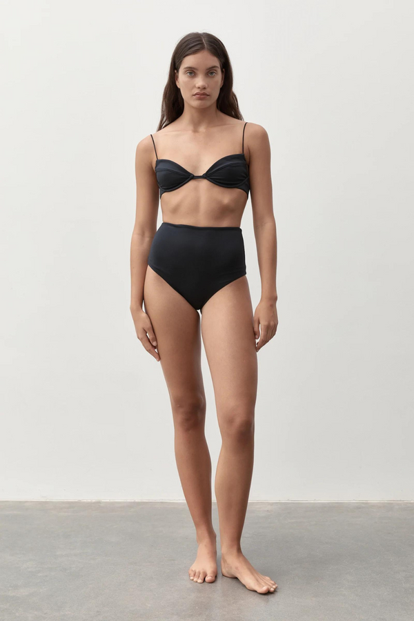 Ziah Fine Strap Almond Top - Black