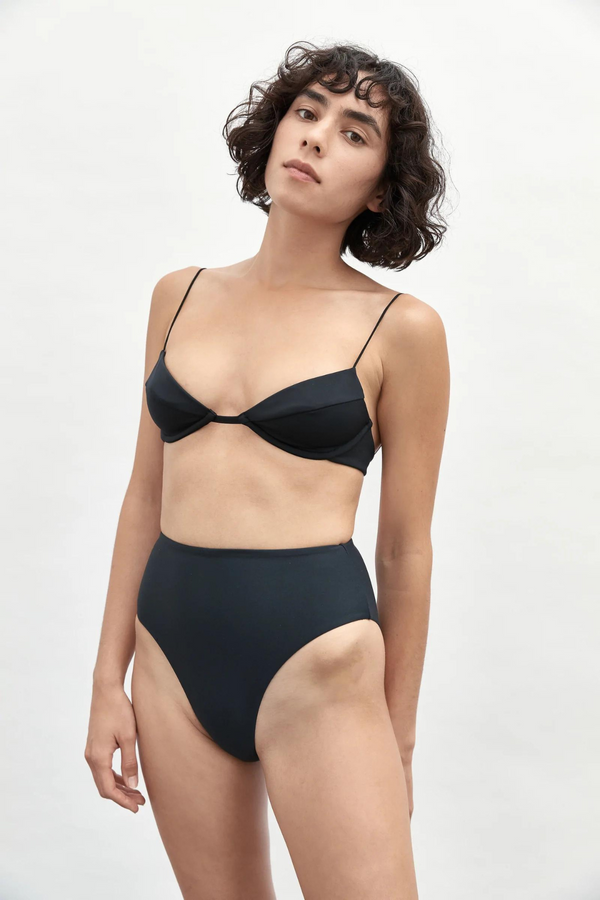 Ziah Fine Strap Almond Top - Black