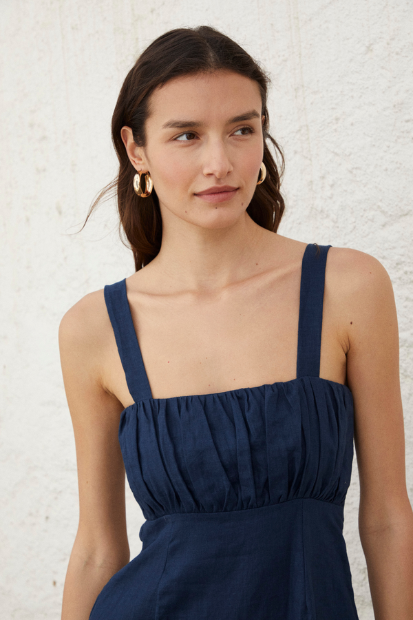 ÉSS Mika Pleated Mini Dress - Navy