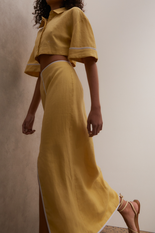 Roame Pendry Crop Shirt - Butter/Optical White