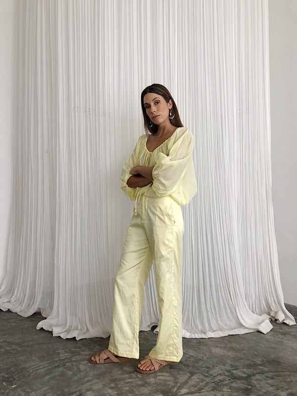 ÉSS Tayla High Waisted Pant - Lemon