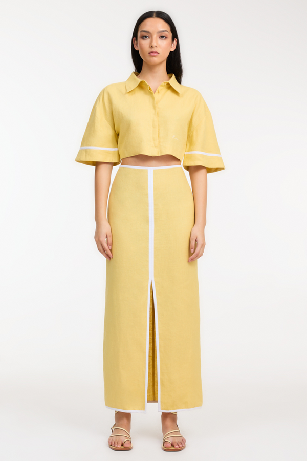 Roame Pendry Crop Shirt - Butter/Optical White