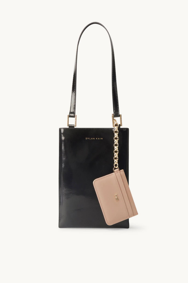 Dylan Kain The Ella Patent Phone Bag - Light Gold