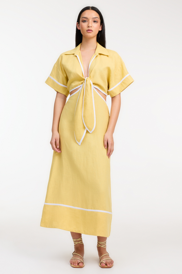 Roame Parque Dress - Butter/Optical WHite