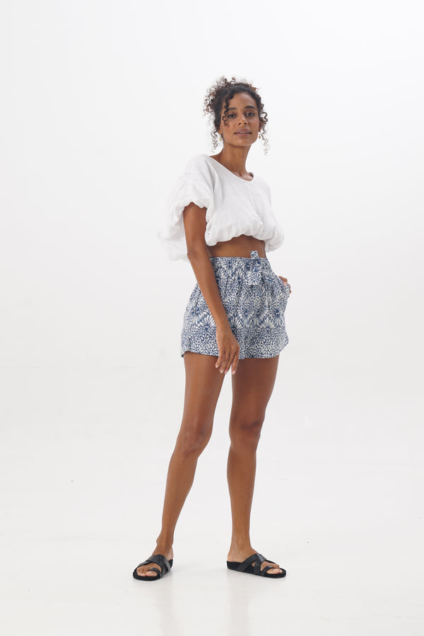 ÉSS Marley Linen Short - Taj Print Blue