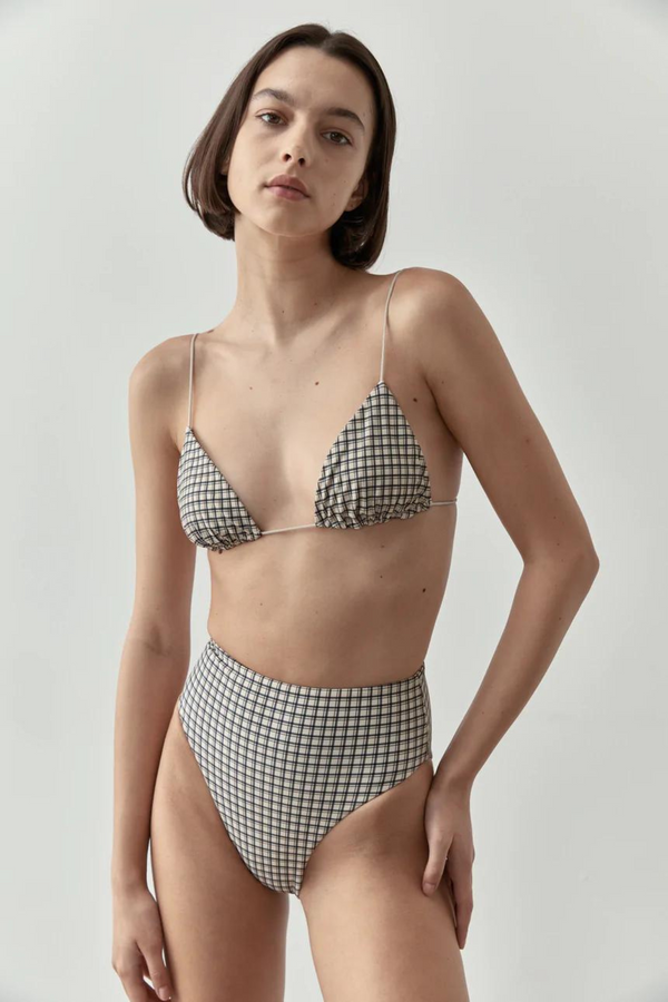 Ziah Fine Strap Triangle Top - Check