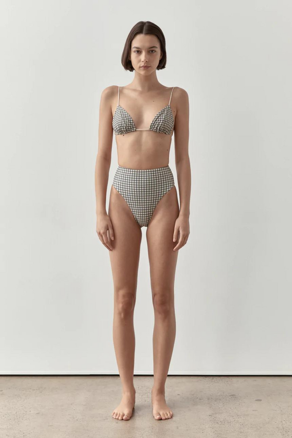 Ziah Fine Strap Triangle Top - Check