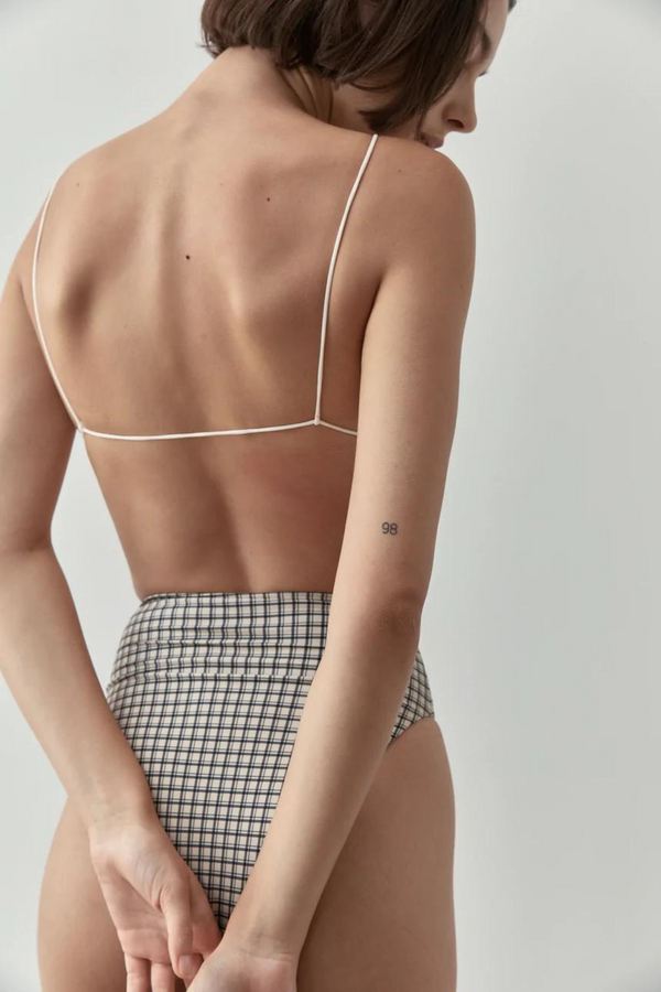 Ziah Fine Strap Triangle Top - Check