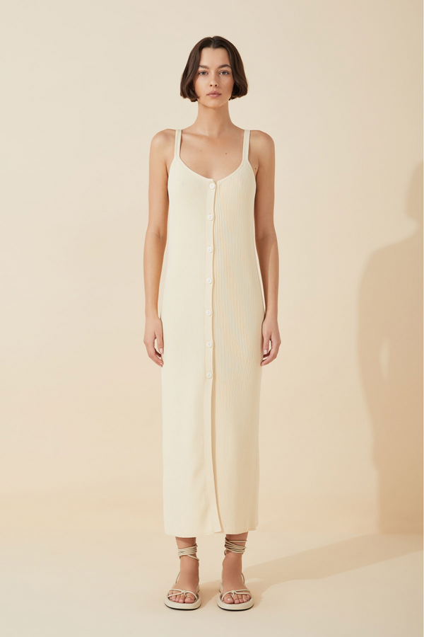 Zulu & Zephyr Knitted Organic Cotton Blend Dress - Bone