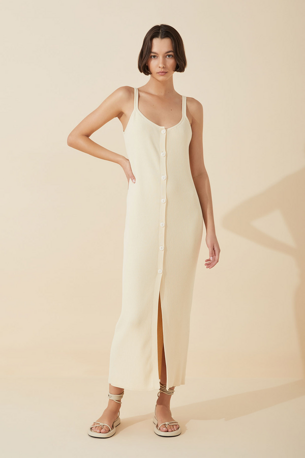 Zulu & Zephyr Knitted Organic Cotton Blend Dress - Bone