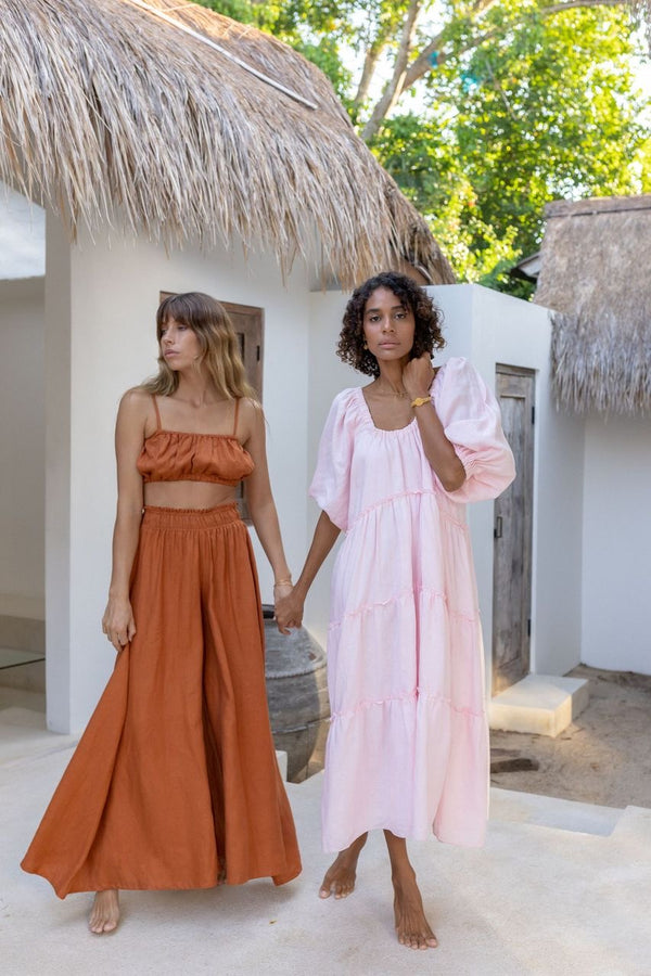 ÉSS Linen Carmen Bustier Top - Rust