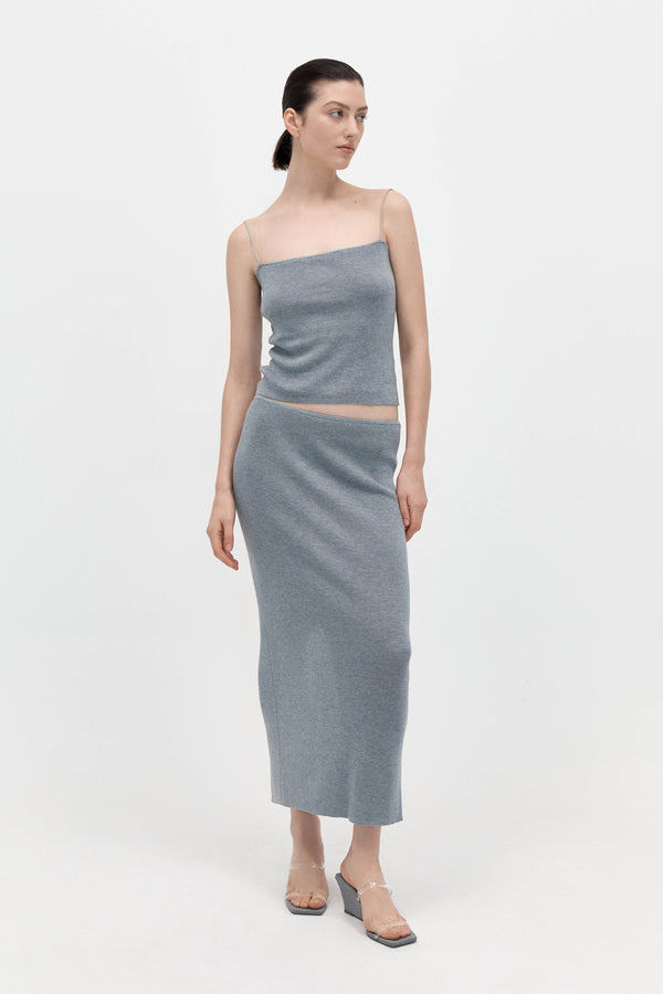 St. Agni Low Waist Knit Skirt - Grey Marle