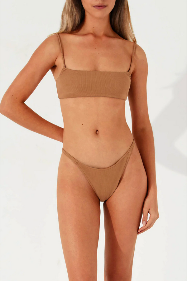 Zulu & Zephyr Rib Curve Thong  - Almond
