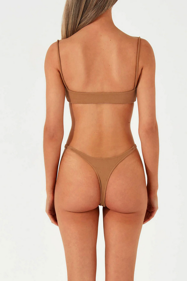 Zulu & Zephyr Rib Curve Thong  - Almond